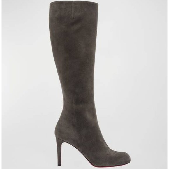 Christian Louboutin PUMPPIE BOTTA 85 Suede Knee High Tall Boots Heels - Picture 1 of 16